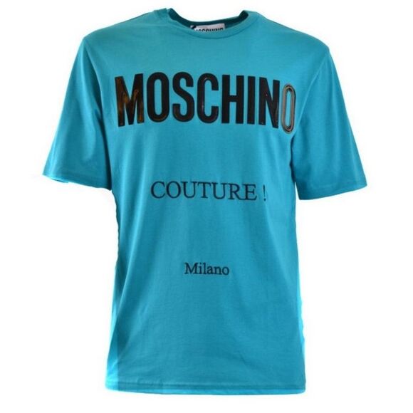 Moschino Mens Couture Gloss Logo T-Shirt / Teal